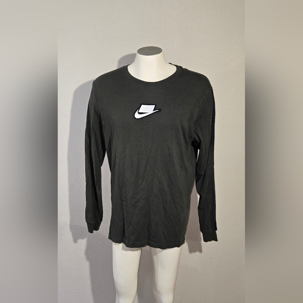 Nike Mens XL Woven Logo Just Do It Tape Men Long Sleeve Shirt Black